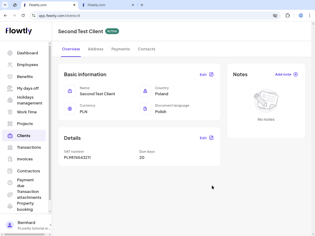 Contacts tab with the Add contact call to action