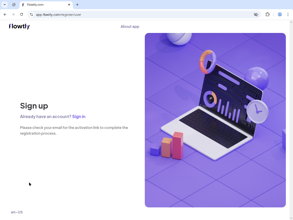 Confirmation message prompting the user to check their inbox